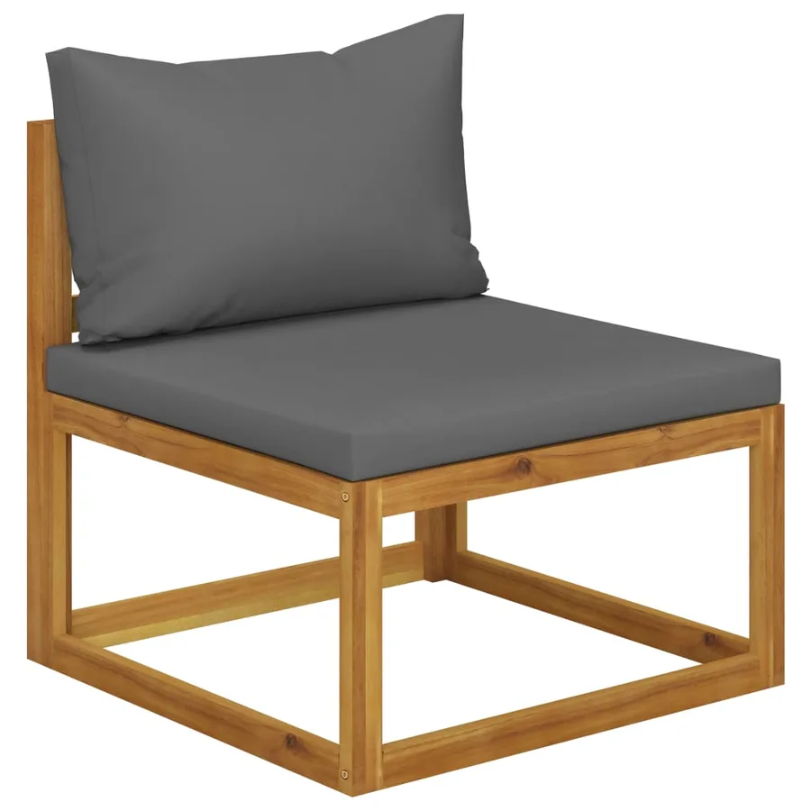 Salon de jardin 6 pcs avec coussin Bois d'acacia solide - 8