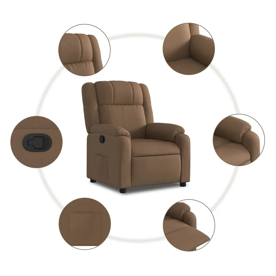 Fauteuil inclinable Marron Tissu - 5