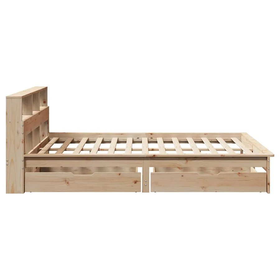 Lit bibliothèque sans matelas 120x200 cm bois de pin massif - 5