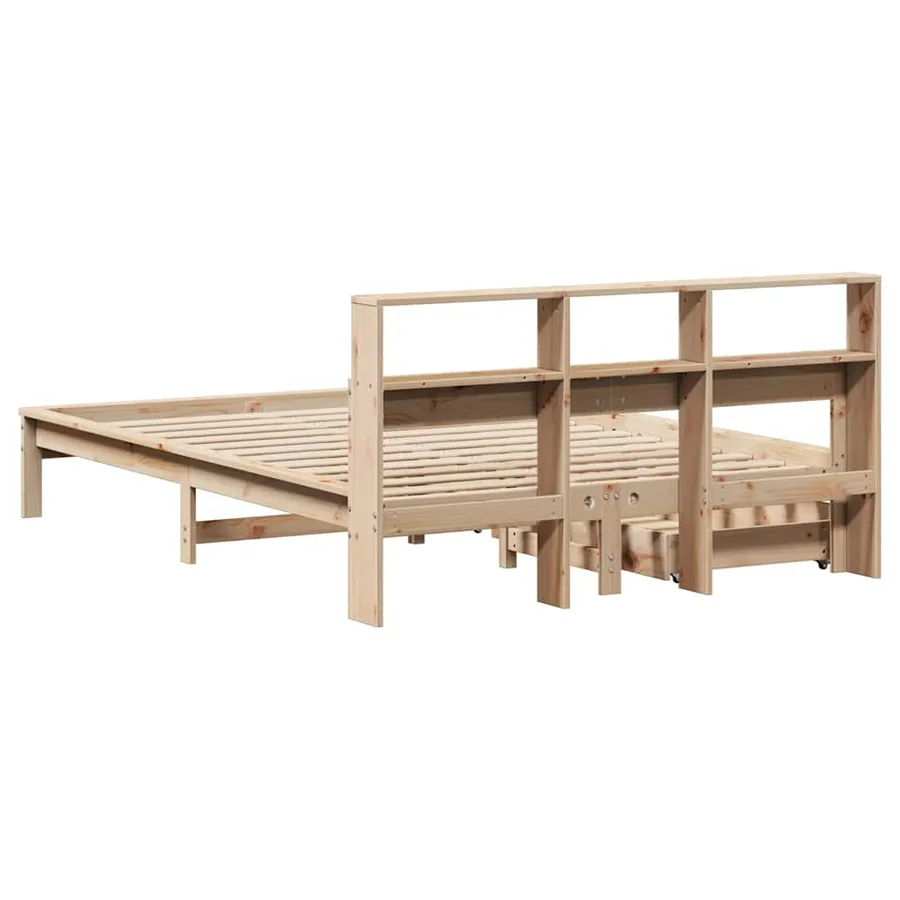 Lit bibliothèque sans matelas 120x200 cm bois de pin massif - 6