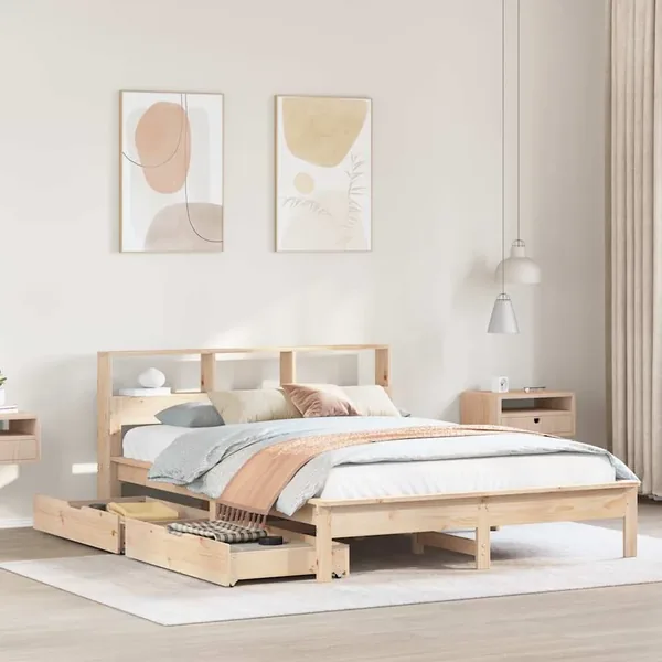 Lit bibliothèque sans matelas 120x190 cm bois de pin massif