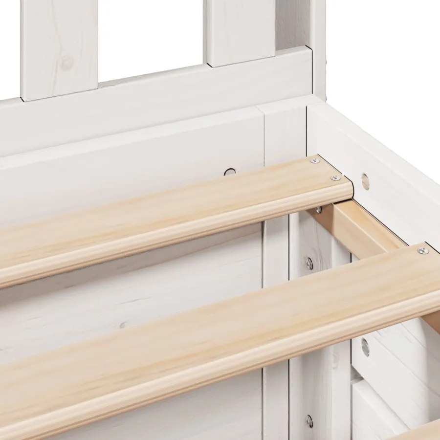 Lit bibliothèque sans matelas blanc 75x190cm bois de pin massif - 13