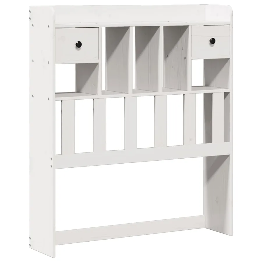 Lit bibliothèque sans matelas blanc 75x190cm bois de pin massif - 5