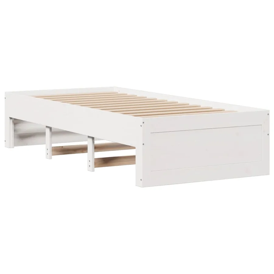 Lit bibliothèque sans matelas blanc 75x190cm bois de pin massif - 7
