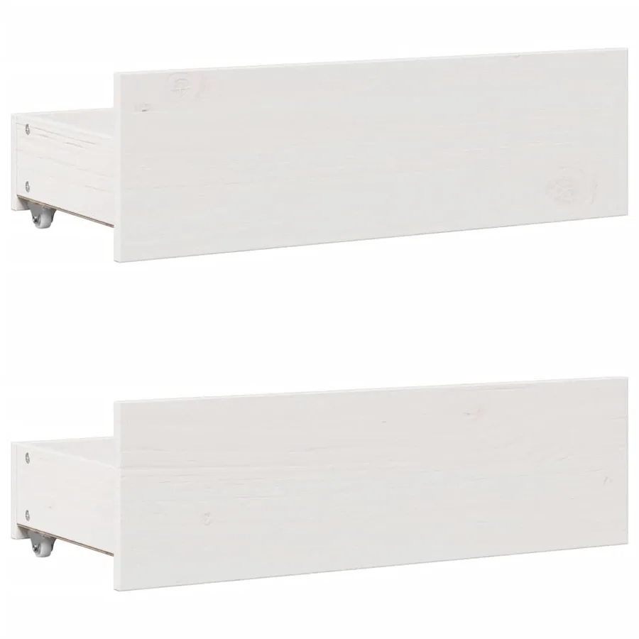 Lit bibliothèque sans matelas blanc 75x190cm bois de pin massif - 9