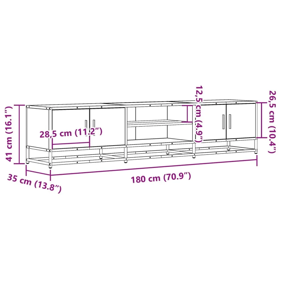 Meuble TV chêne sonoma 180x35x41 cm bois d'ingénierie - 10