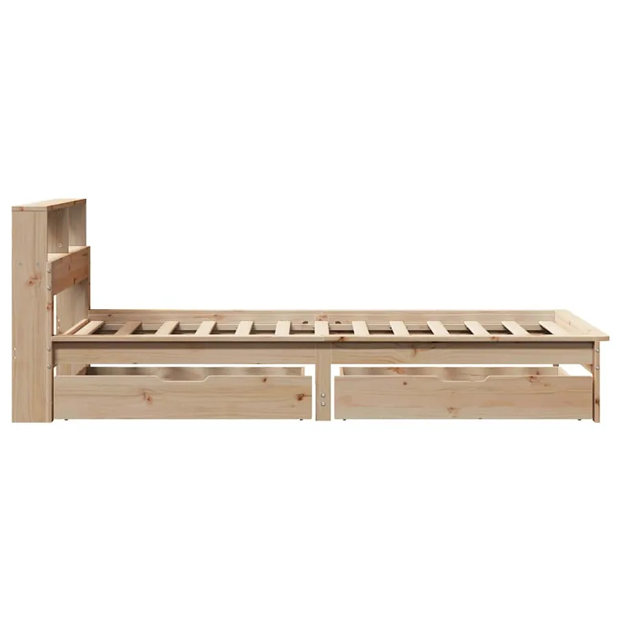 Lit bibliothèque sans matelas 75x190 cm bois de pin massif - 5