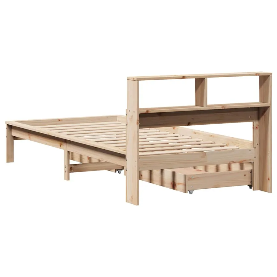 Lit bibliothèque sans matelas 75x190 cm bois de pin massif - 6