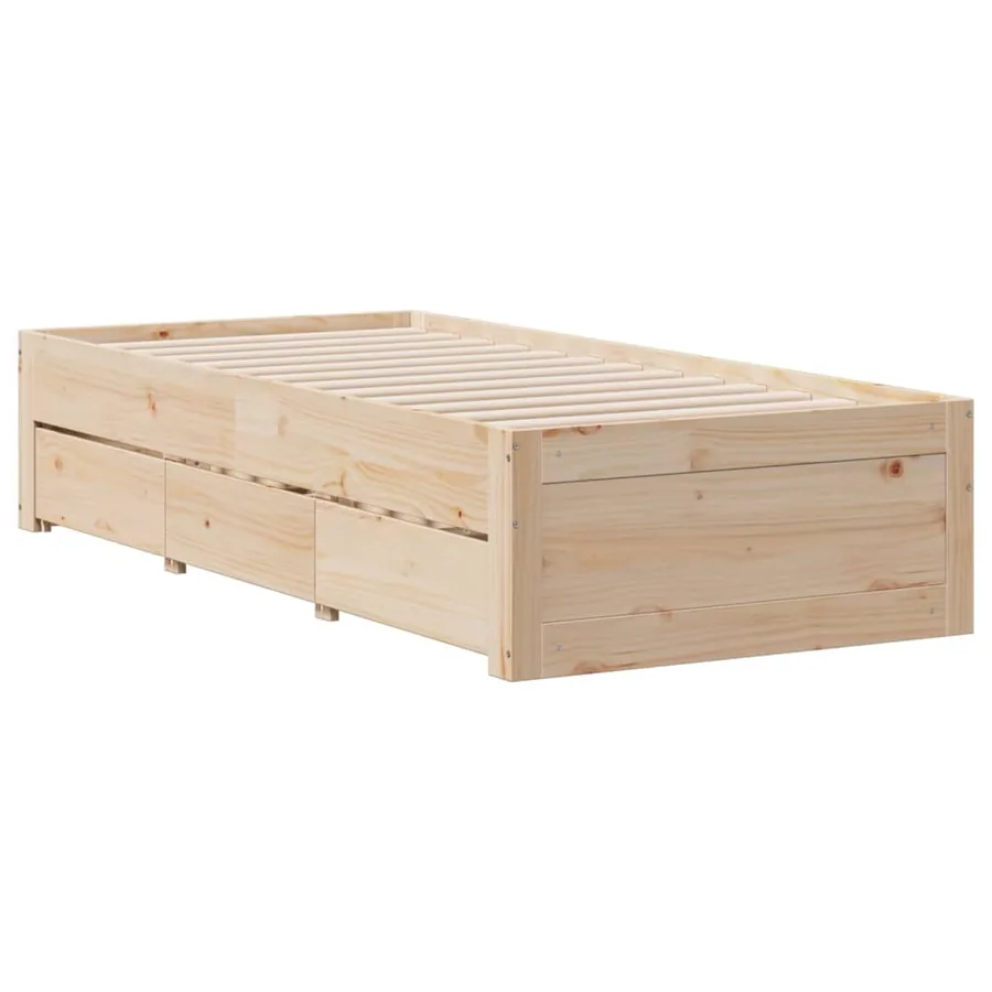 Cadre de lit sans matelas avec tiroirs 75x190 cm bois de pin - 3