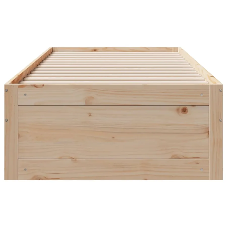 Cadre de lit sans matelas avec tiroirs 75x190 cm bois de pin - 4
