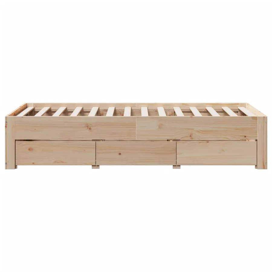Cadre de lit sans matelas avec tiroirs 75x190 cm bois de pin - 5