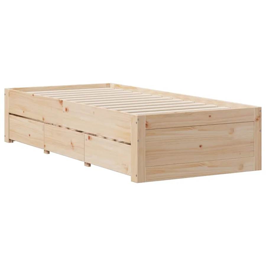 Cadre de lit sans matelas avec tiroirs 75x190 cm bois de pin - 6