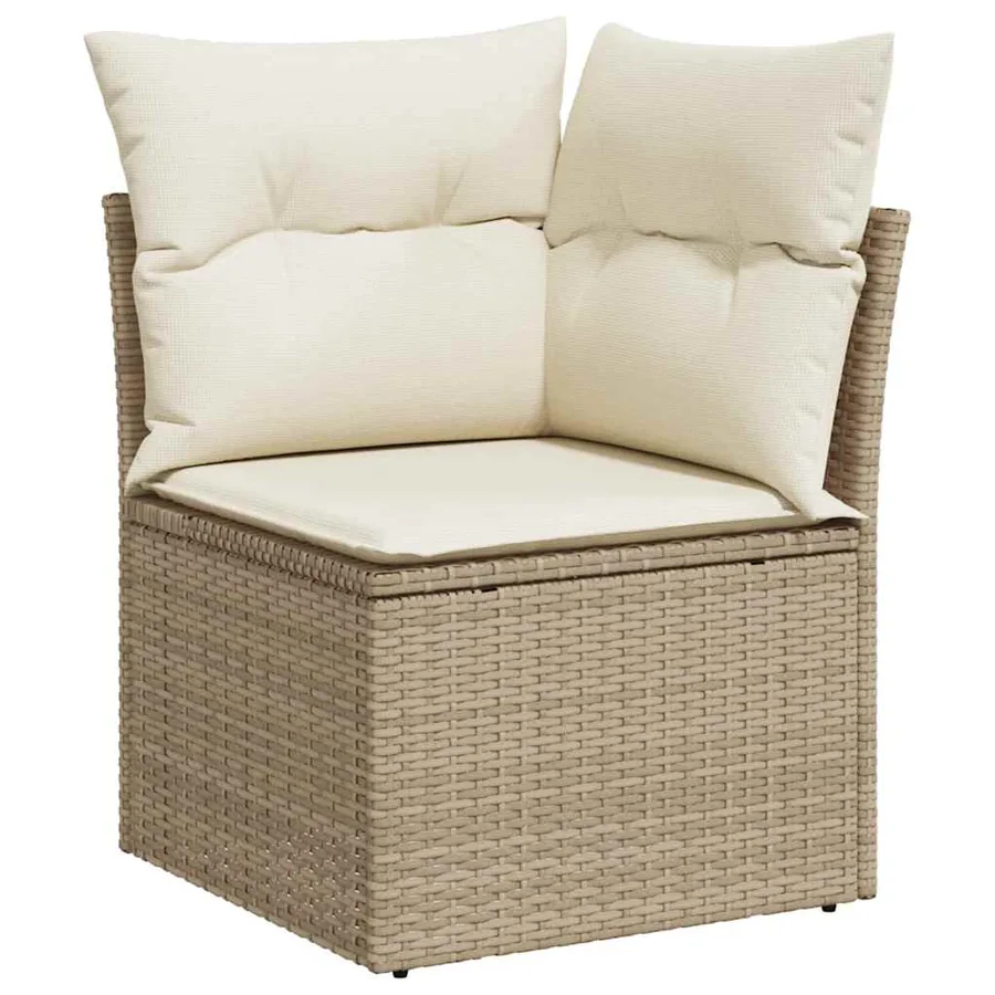 Salon de jardin avec coussins 7 pcs beige résine tressée - 4