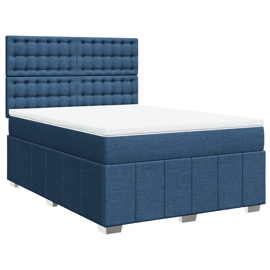 Sommier à lattes de lit avec matelas Bleu 160x200 cm Tissu - 2