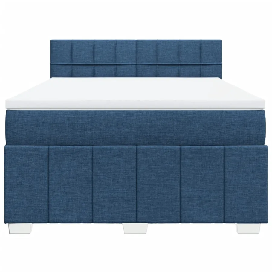 Sommier à lattes de lit avec matelas Bleu 160x200 cm Tissu - 4