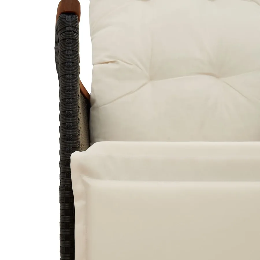 Ensemble de bistro de jardin 7 pcs coussins noir poly rotin - 5