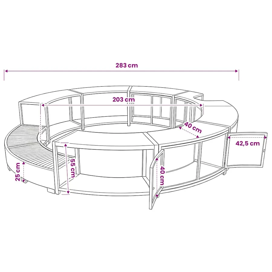 Hot tub surround black poly rattan - 10