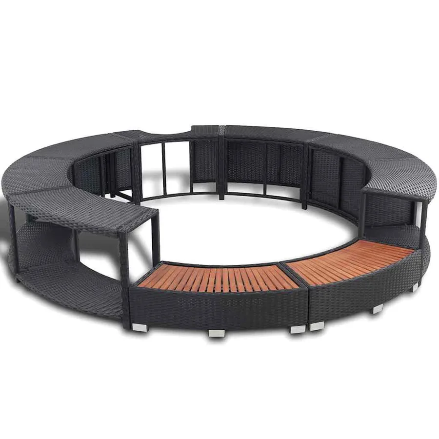Hot tub surround black poly rattan - 2