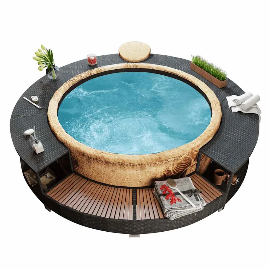 Hot tub surround black poly rattan - 4