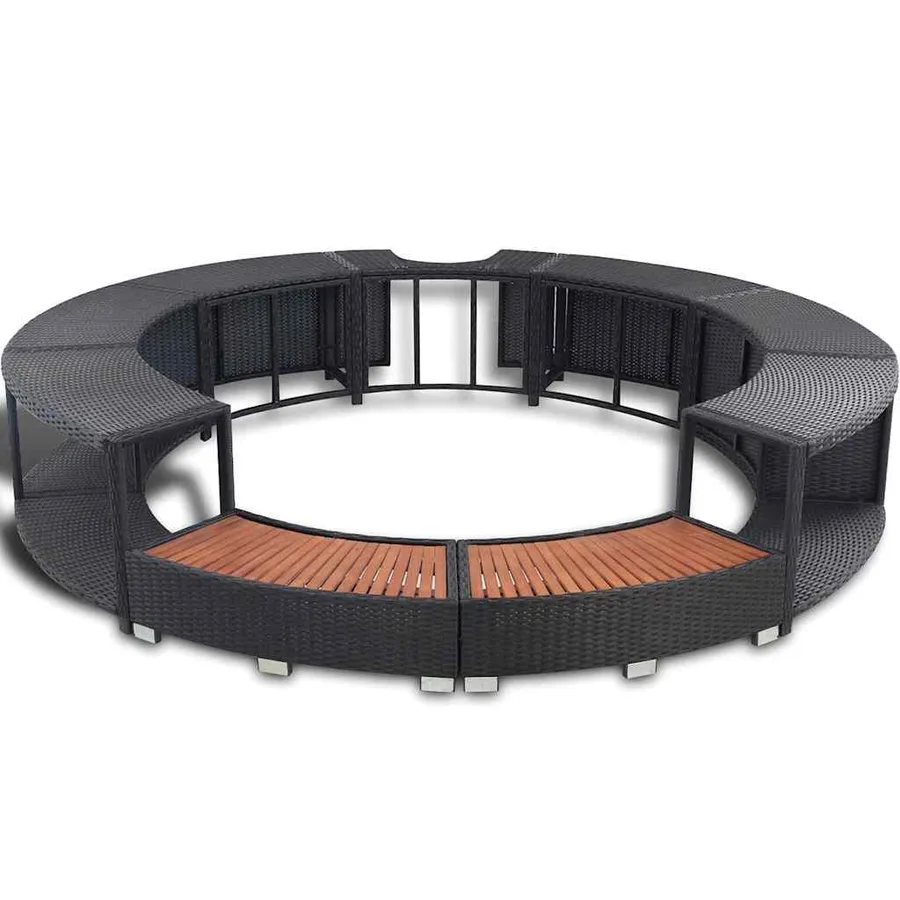 Hot tub surround black poly rattan - 5