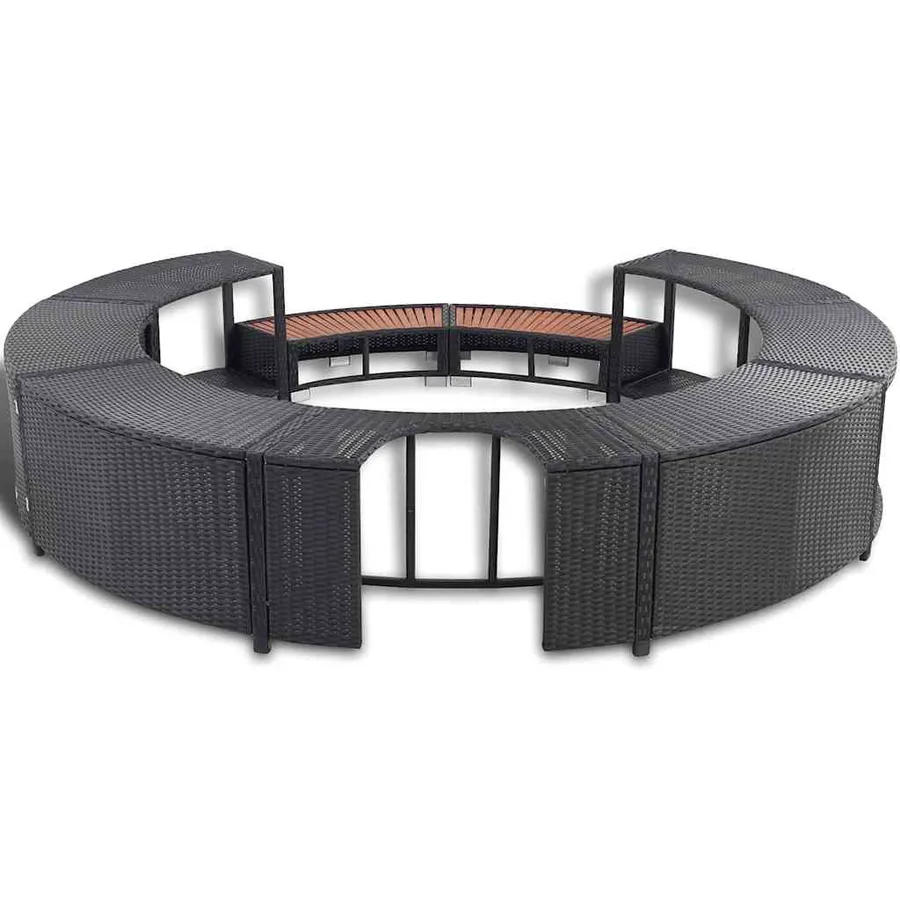 Hot tub surround black poly rattan - 7