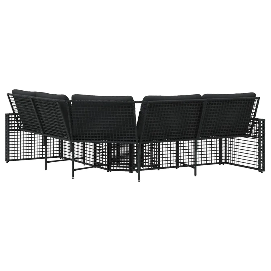Canapé de jardin et coussins et repose-pied en forme de L rotin - 4