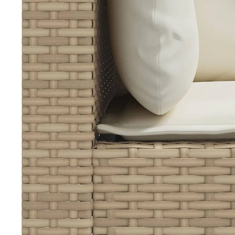 Canapés d'angle de jardin et coussins 2pcs beige résine tressée - 7