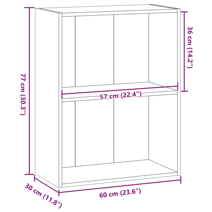 Bibliothèque chêne artisanal 60x30x77 cm bois d'ingénierie - 8