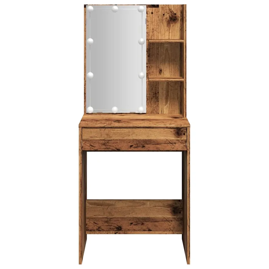 Coiffeuse avec LED vieux bois 60x40x140 cm - 6