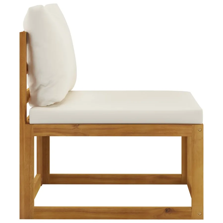 Salon de jardin 7 pcs avec coussin Crème Bois d'acacia solide - 13