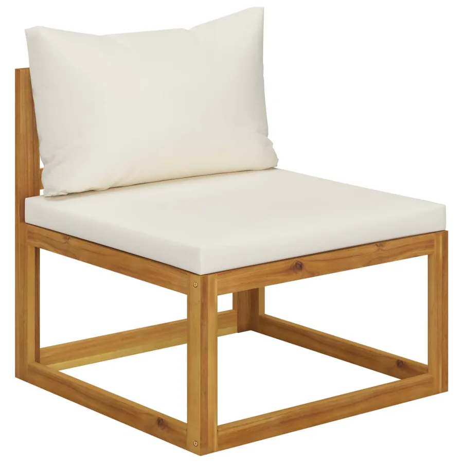Salon de jardin 7 pcs avec coussin Crème Bois d'acacia solide - 8