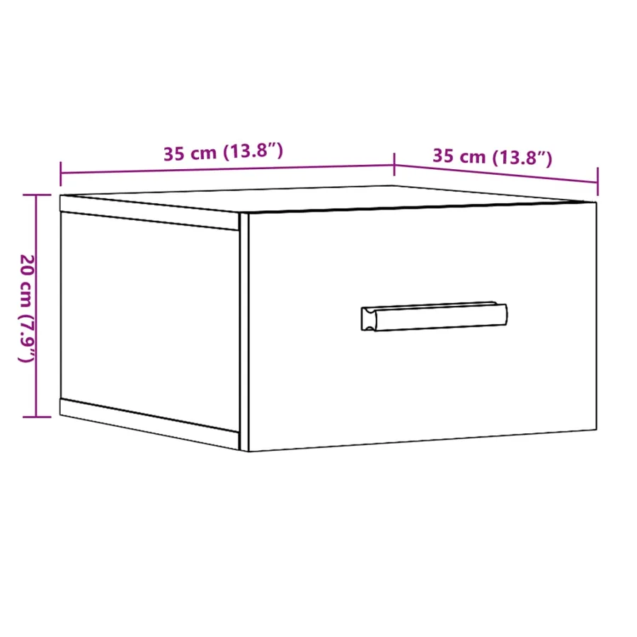 Tables de chevet murales 2 pcs chêne artisanal 35x35x20 cm - 12
