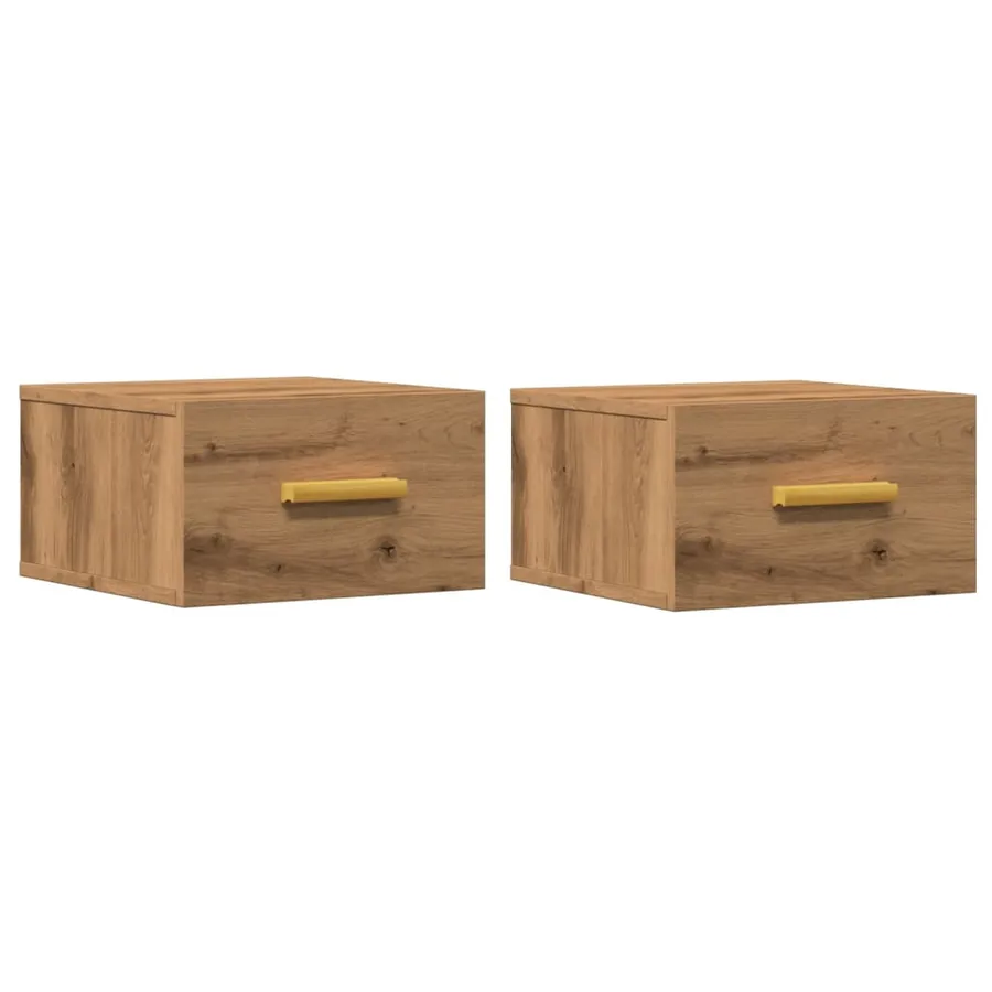 Tables de chevet murales 2 pcs chêne artisanal 35x35x20 cm - 2