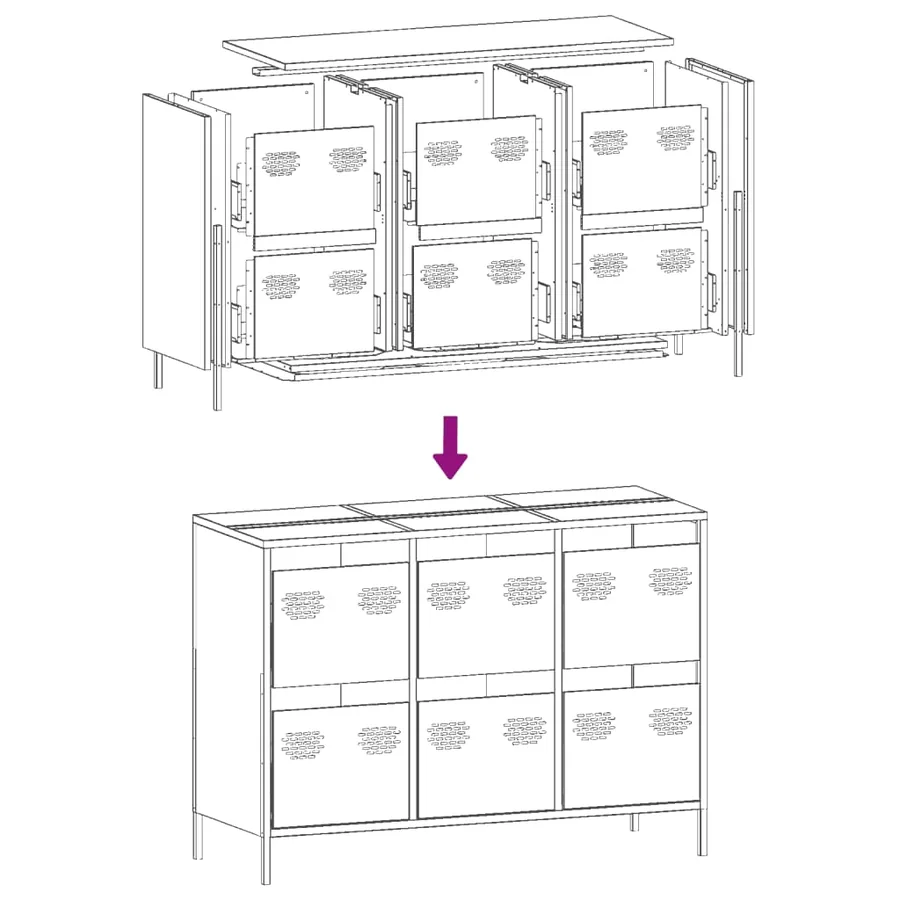 Buffet jaune moutarde 101,5x39x73,5 cm acier laminé à froid - 11