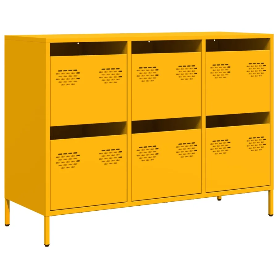 Buffet jaune moutarde 101,5x39x73,5 cm acier laminé à froid - 2