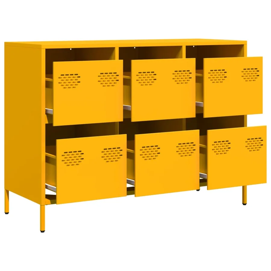 Buffet jaune moutarde 101,5x39x73,5 cm acier laminé à froid - 4