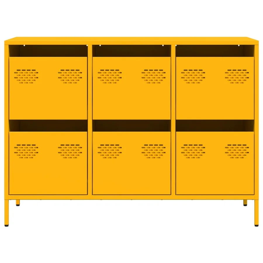 Buffet jaune moutarde 101,5x39x73,5 cm acier laminé à froid - 5