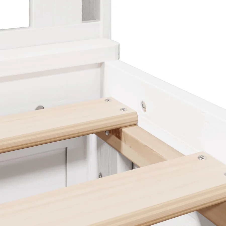 Lit bibliothèque sans matelas blanc 180x200 cm bois pin massif - 13
