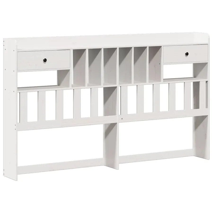 Lit bibliothèque sans matelas blanc 180x200 cm bois pin massif - 7