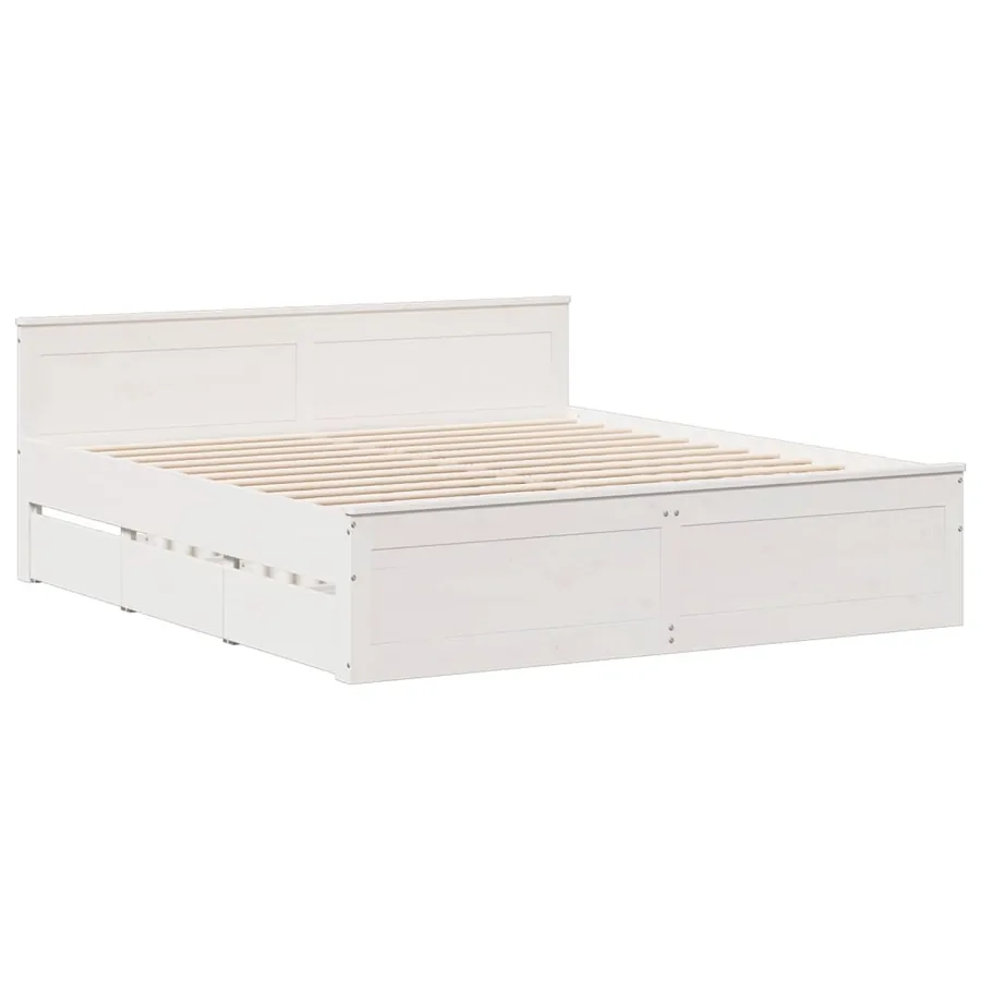 Lit bibliothèque sans matelas blanc 180x200 cm bois pin massif - 8