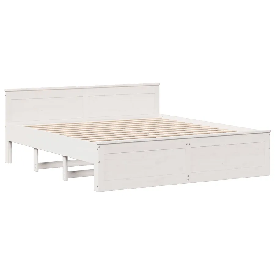 Lit bibliothèque sans matelas blanc 180x200 cm bois pin massif - 9