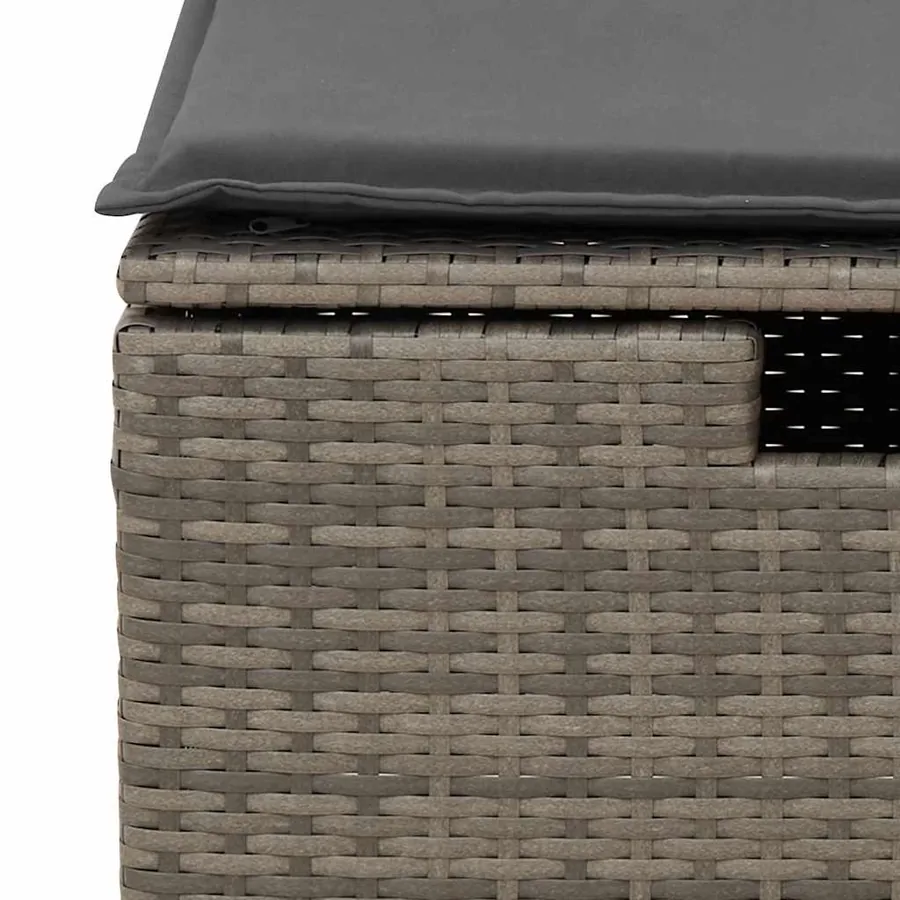Salon de jardin 5 pcs avec coussins gris résine tressée - 10