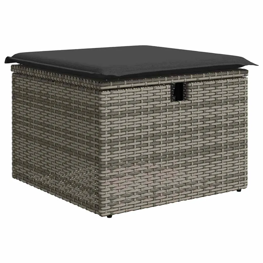 Salon de jardin 5 pcs avec coussins gris résine tressée - 5