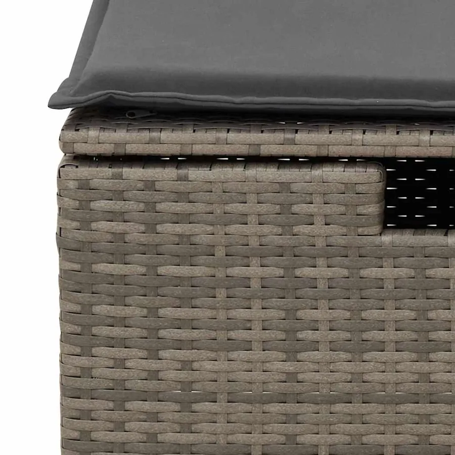 Salon de jardin 6 pcs avec coussins gris résine tressée - 12