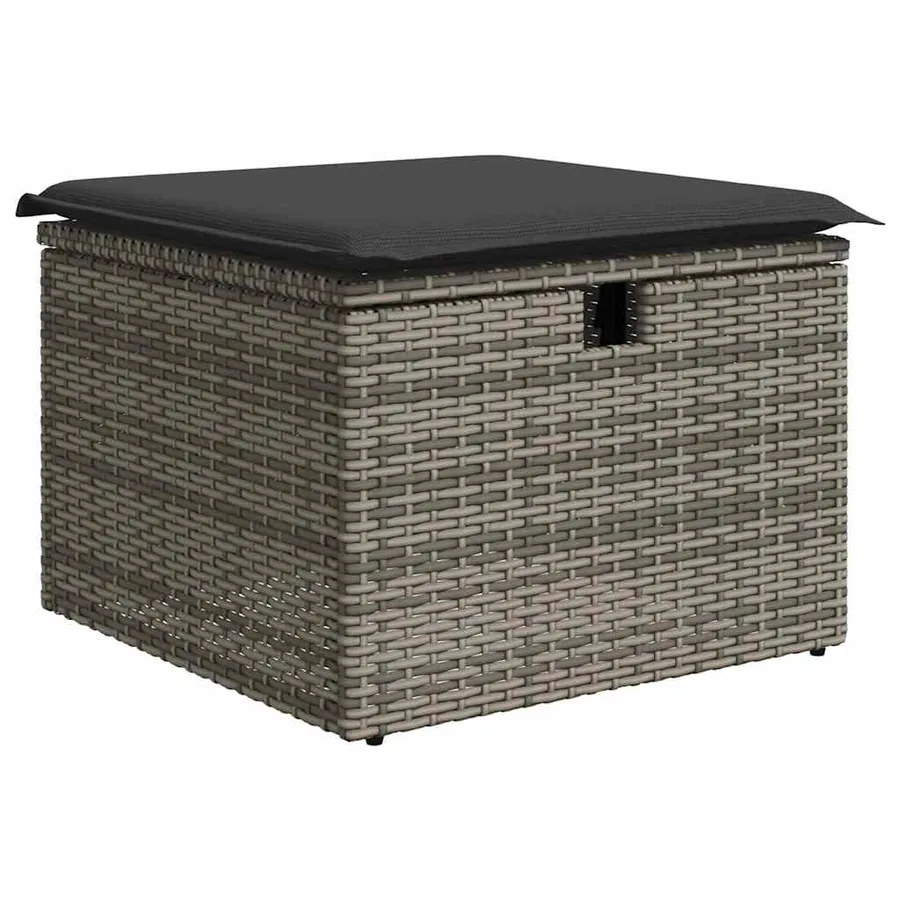 Salon de jardin 6 pcs avec coussins gris résine tressée - 6
