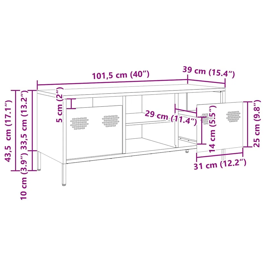 Meuble TV jaune moutarde 101,5x39x43,5 cm acier laminé à froid - 12