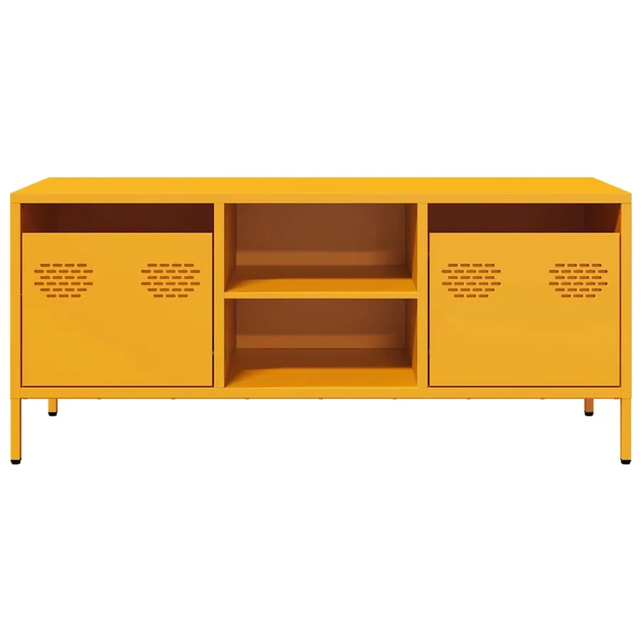 Meuble TV jaune moutarde 101,5x39x43,5 cm acier laminé à froid - 4