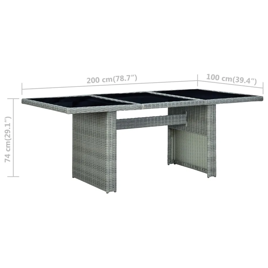 Ensemble à manger 9 pcs avec coussins résine tressée gris clair - 18