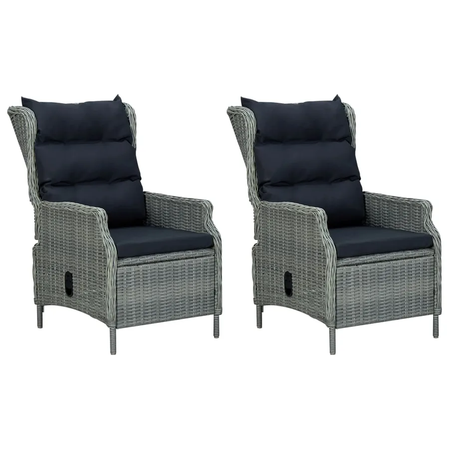 Ensemble à manger 9 pcs avec coussins résine tressée gris clair - 2