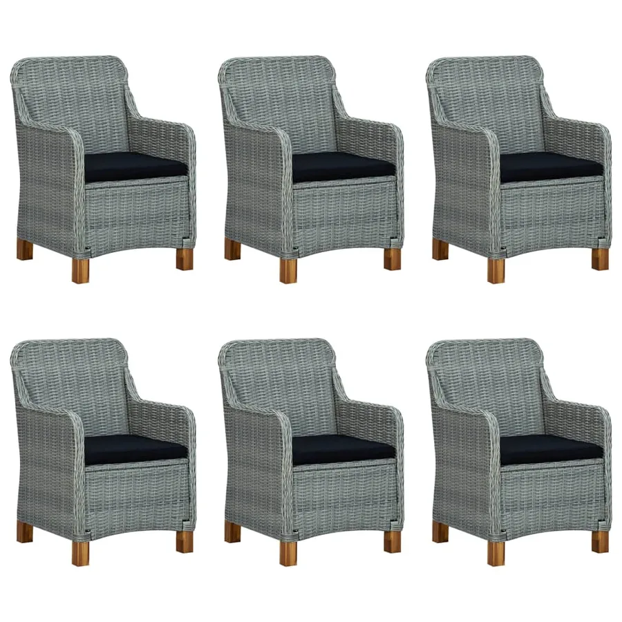 Ensemble à manger 9 pcs avec coussins résine tressée gris clair - 8